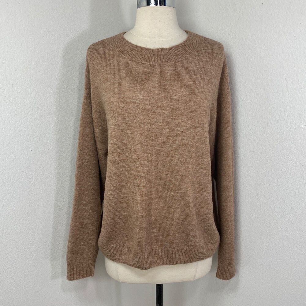 Woolen Bloom 3% Wool Brown Oversize Pullover Sweater Preppy Grunge Boho Scandi M